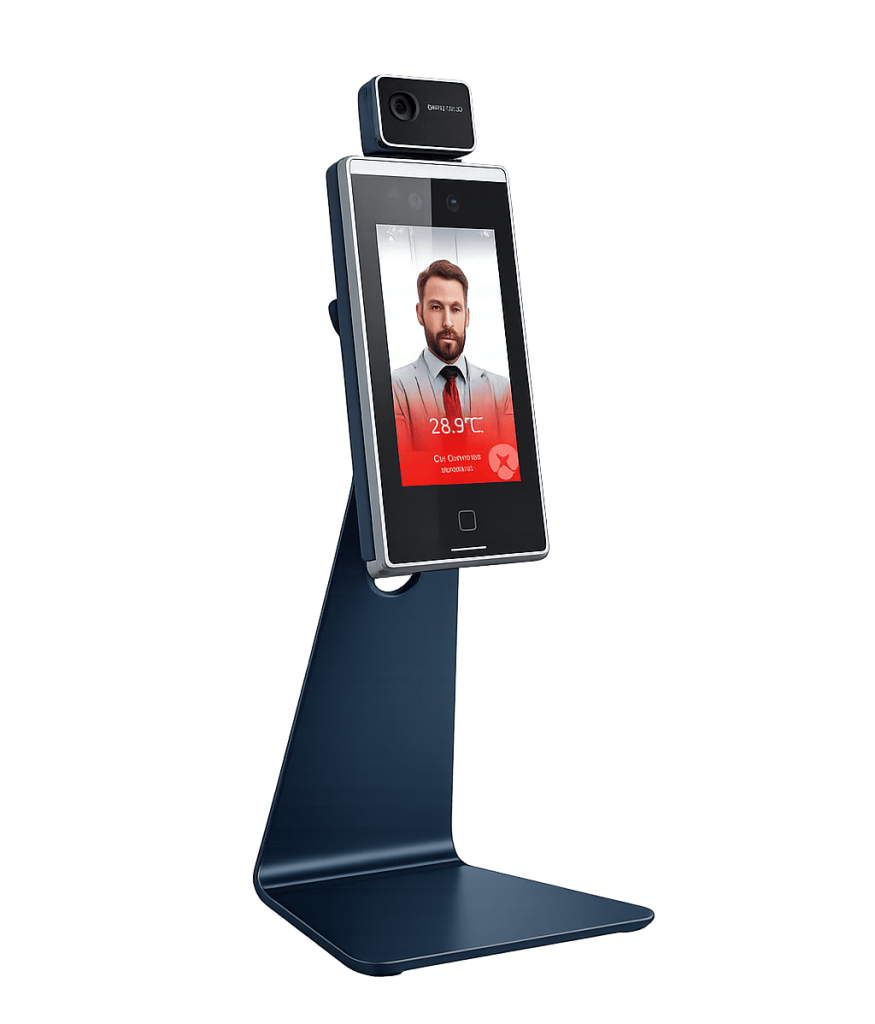 Totem inteligente de controle de acesso com reconhecimento facial utilizado pela Mapa Tecnologia para segurança de empresas, escolas e condomínios